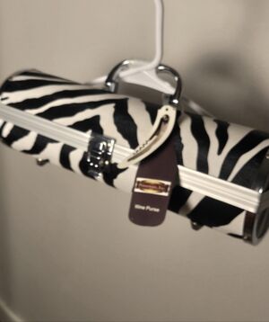 Primeware Zebra Print Wine Purse with Handle